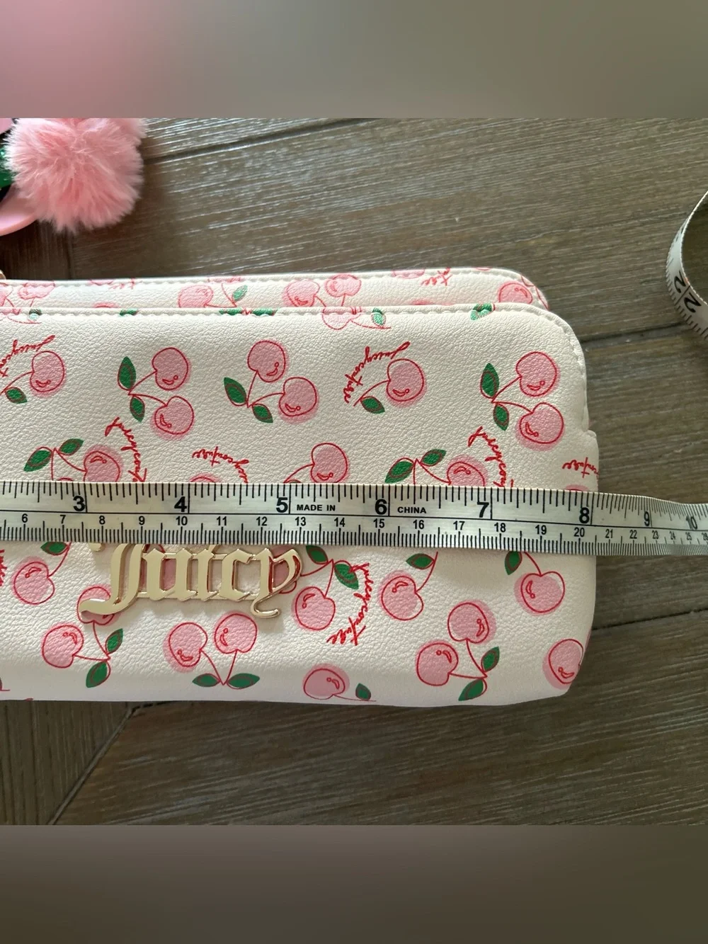 NWT Juicy couture Pink Cherry Print Double Zip Wristlet wallet